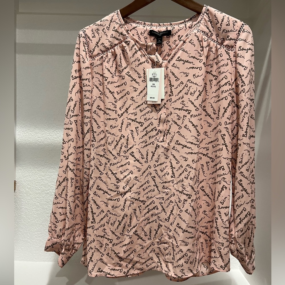 Banana Republic blouse with French print